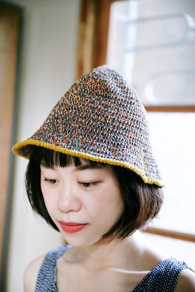 顏色｜寶石綠x銅黃 材質｜棉線 cotton 100% 製造｜手工編織 made in Taiwan 頭圍｜ 54~58 cm