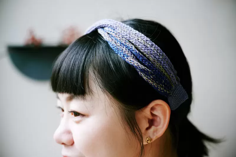 顏色/ 群青色x淡紫色 材質/ 棉線 適合頭圍/54~58cm