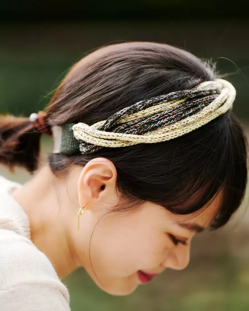 顏色/ 深綠x嫩黃色 材質/ 棉線 適合頭圍/54~58cm